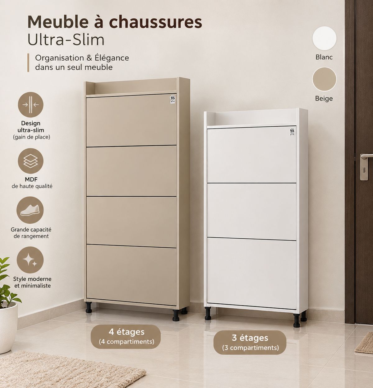 Meuble à Chaussures Ultra-Slim (MDF)