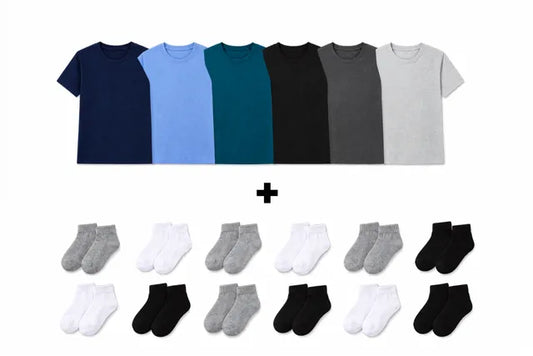Pack 18 Pcs (6 T-shirts+12 Sockets)
