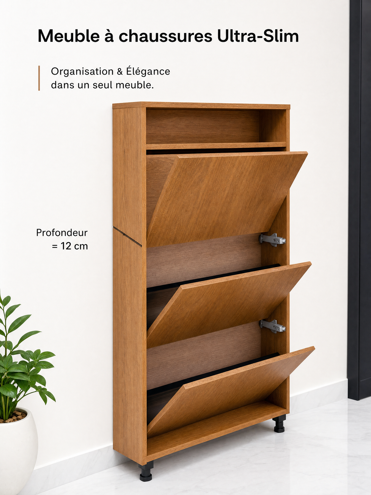 Meuble à Chaussures Ultra-Slim (Hètre)
