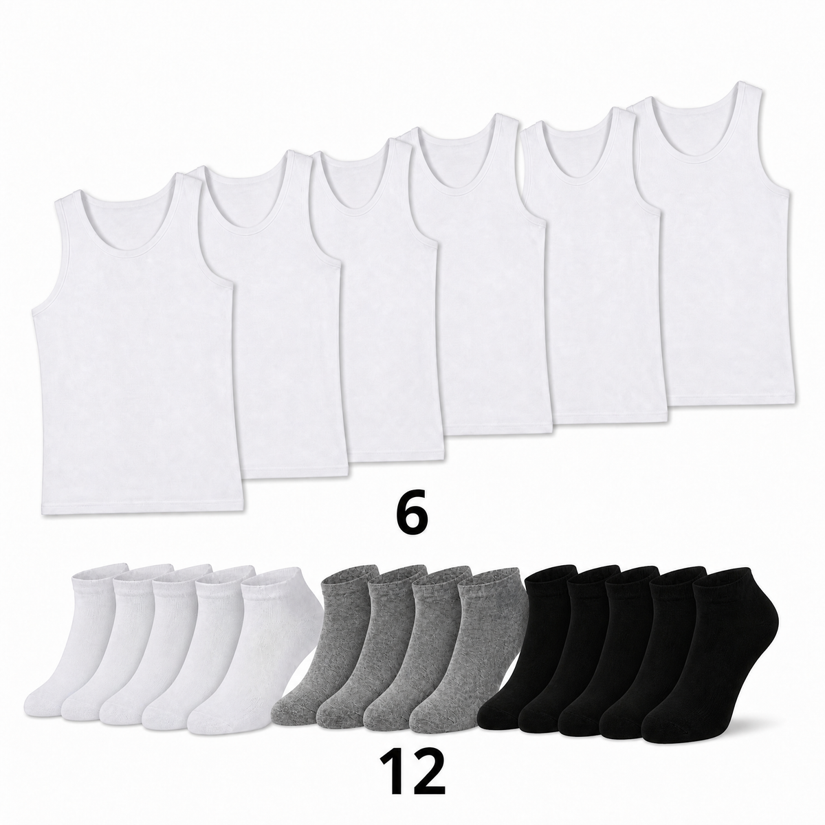 Pack 6 débardeurs + 12 chaussete